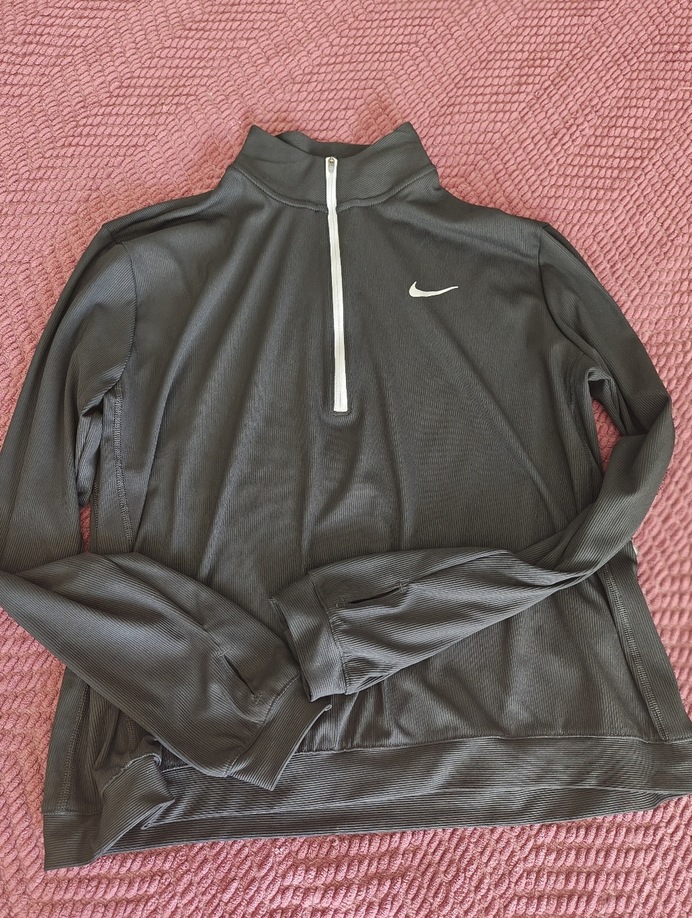 Nike Black and White Quarter-Zip Performance Top